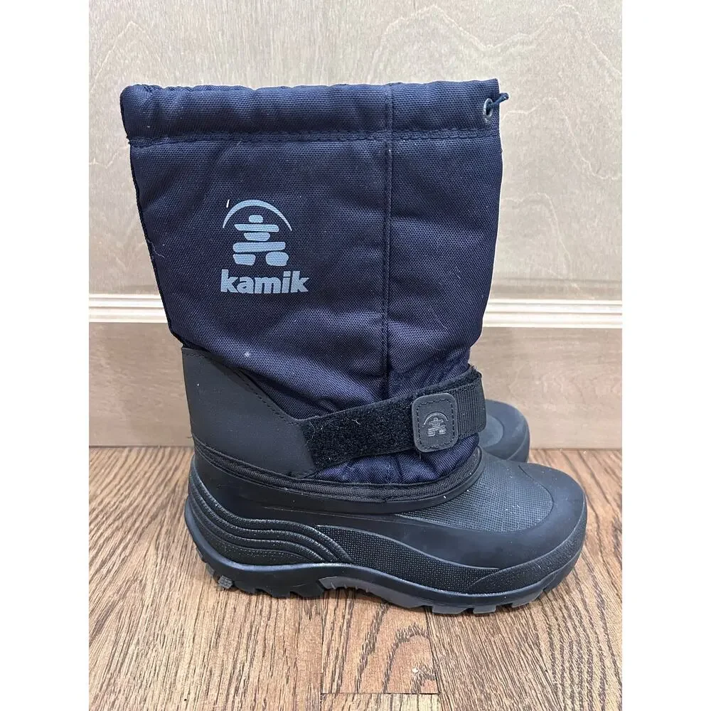 Kamik Boys Navy Rocket Waterproof Insulated Winter Snow Boots Size 3